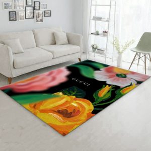 Gucci Roses Rug Fashion Brand Rug Christmas Gift US Decor