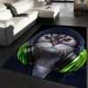 Hip Hop Tabby Cat In Hood Area Rug For Christmas Living Room Rug Family Gift US Decor