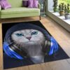 Hip Hop Tabby Cat In Hood Area Rug For Christmas Living room and bedroom Rug Home US Decor