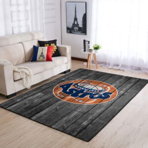 Houston Astros Mlb Team Logo Grey Wooden Style Style Nice Gift Home Decor Rectangle Area Rug