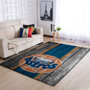 Houston Astros Mlb Team Logo Wooden Style Style Nice Gift Home Decor Rectangle Area Rug