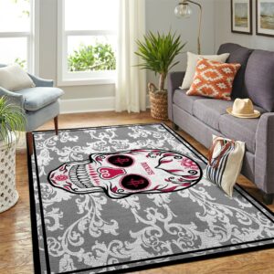 Houston Rockets Nba Team Logo Skull Flower Style Nice Gift Home Decor Rectangle Area Rug