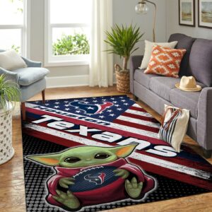 Houston Texans Nfl Team Logo Baby Yoda Us Style Nice Gift Home Decor Rectangle Area Rug