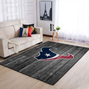 Houston Texans Nfl Team Logo Grey Wooden Style Style Nice Gift Home Decor Rectangle Area Rug