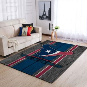 Houston Texans Nfl Team Logo Wooden Style Style Nice Gift Home Decor Rectangle Area Rug
