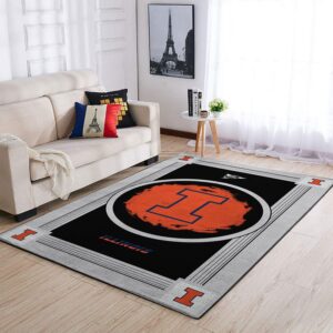 Illinois Fighting Illini Ncaa Team Logo Nice Gift Home Decor Rectangle Area Rug
