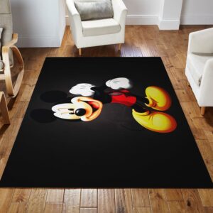 Illustration Mickey Mouse Children Yellow Cartoon Toy Area Rug For Christmas Living Room Rug Floor Decor Home Decor