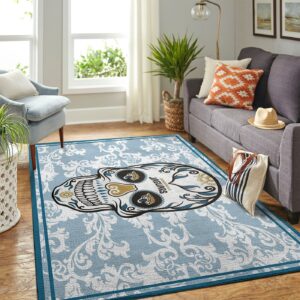 Jacksonville Jaguars Nfl Team Logo Skull Flower Style Nice Gift Home Decor Rectangle Area Rug