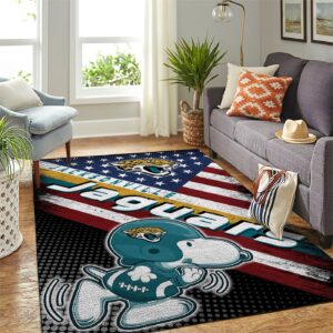 Jacksonville Jaguars Nfl Team Logo Snoopy Us Style Nice Gift Home Decor Rectangle Area Rug