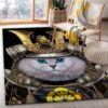 Japan Samurai Warrior Cat Area Rug Kitchen Rug Home US Decor
