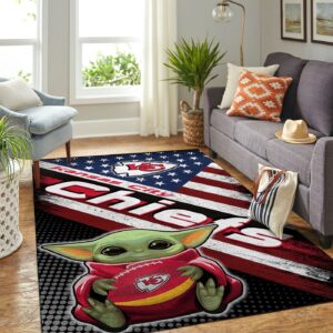 Kansas City Chiefs Nfl Team Logo Baby Yoda Us Style Nice Gift Home Decor Rectangle Area Rug
