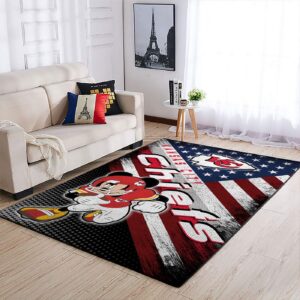 Kansas City Chiefs Nfl Team Logo Mickey Us Style Nice Gift Home Decor Rectangle Area Rug