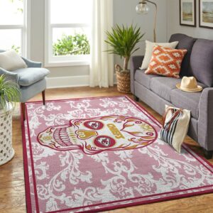 Kansas City Chiefs Nfl Team Logo Skull Flower Style Nice Gift Home Decor Rectangle Area Rug