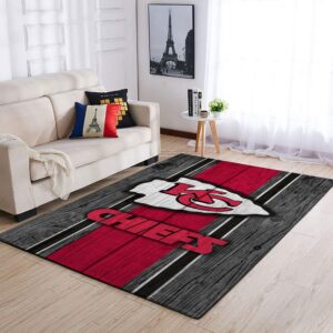 Kansas City Chiefs Nfl Team Logo Wooden Style Style Nice Gift Home Decor Rectangle Area Rug