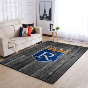 Kansas City Royals Mlb Team Logo Grey Wooden Style Style Nice Gift Home Decor Rectangle Area Rug