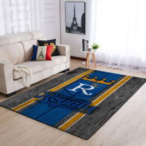 Kansas City Royals Mlb Team Logo Wooden Style Style Nice Gift Home Decor Rectangle Area Rug