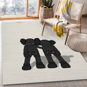 Kaws Along The Way Black Area Rug Bedroom Rug Christmas Gift US Decor