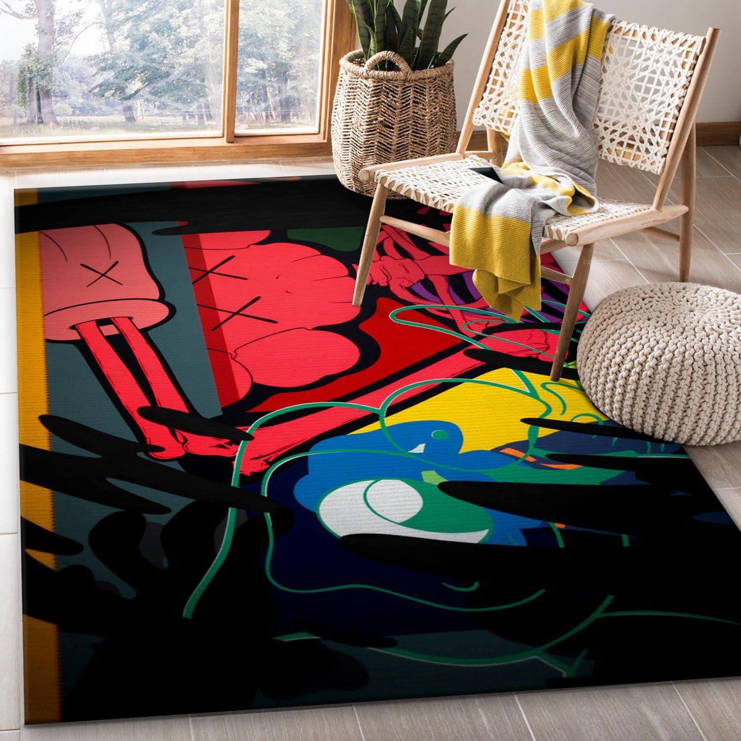 Kaws Small Lie Set Area Rug Living Room Rug US Gift Decor