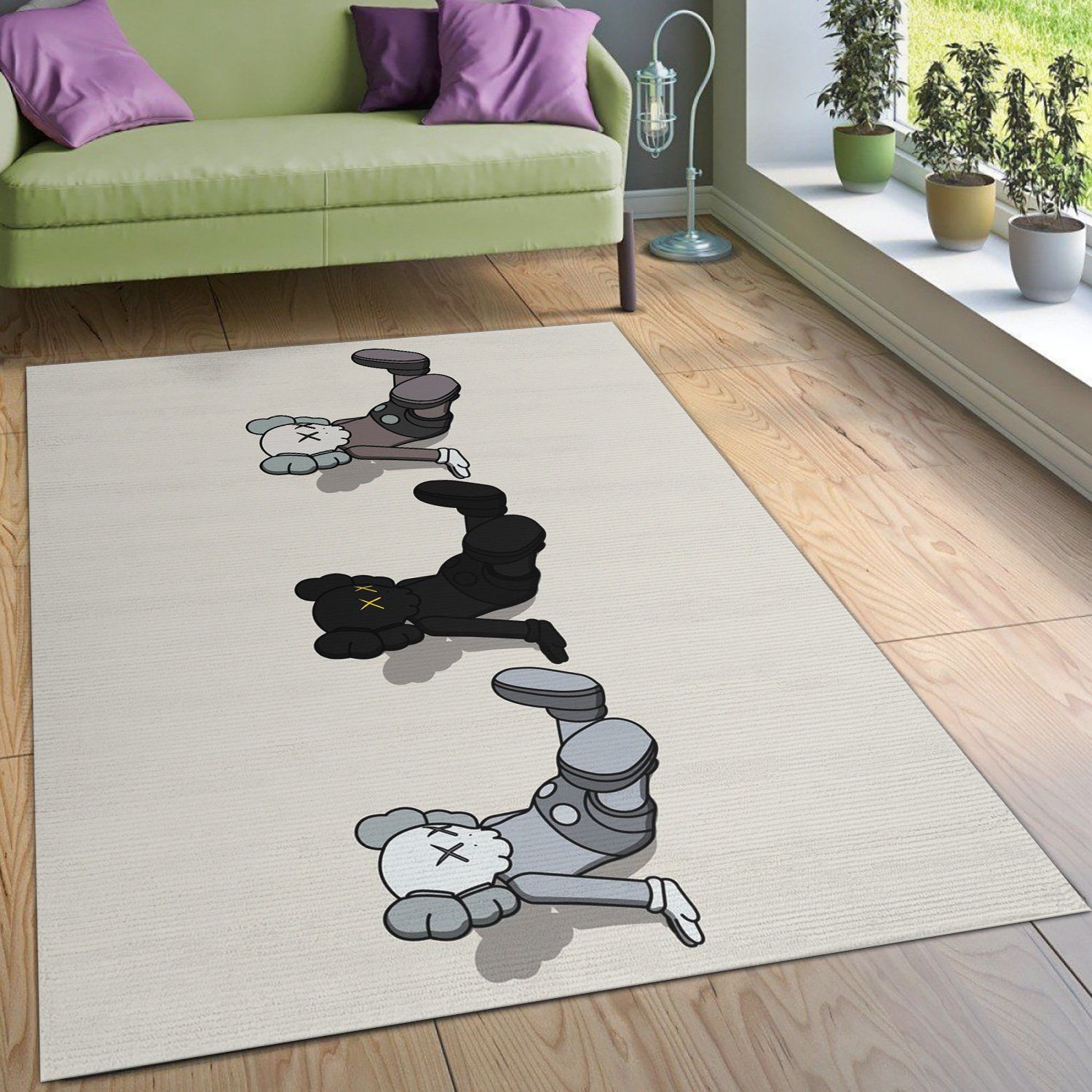 Kaws Small Lie Set Area Rug Living Room Rug US Gift Decor