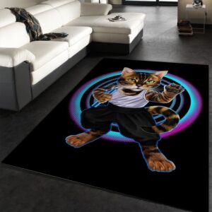 Kung Fu Bruce Cat Area Rug Living room and bedroom Rug Floor Decor Home Decor