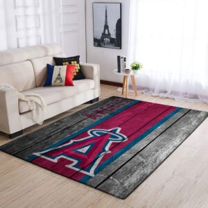 Los Angeles Angels Mlb Team Logo Wooden Style Style Nice Gift Home Decor Rectangle Area Rug