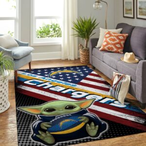 Los Angeles Chargers Nfl Team Logo Baby Yoda Us Style Nice Gift Home Decor Rectangle Area Rug