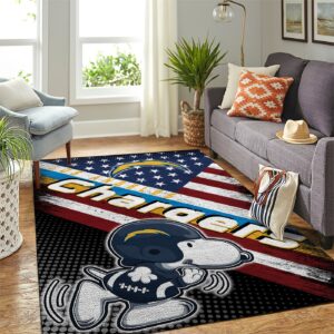 Los Angeles Chargers Nfl Team Logo Snoopy Us Style Nice Gift Home Decor Rectangle Area Rug