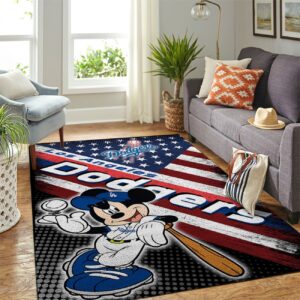 Los Angeles Dodgers Mlb Team Logo Mickey Us Style Nice Gift Home Decor Rectangle Area Rug