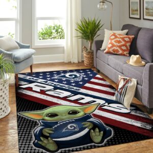 Los Angeles Rams Nfl Team Logo Baby Yoda Us Style Nice Gift Home Decor Rectangle Area Rug