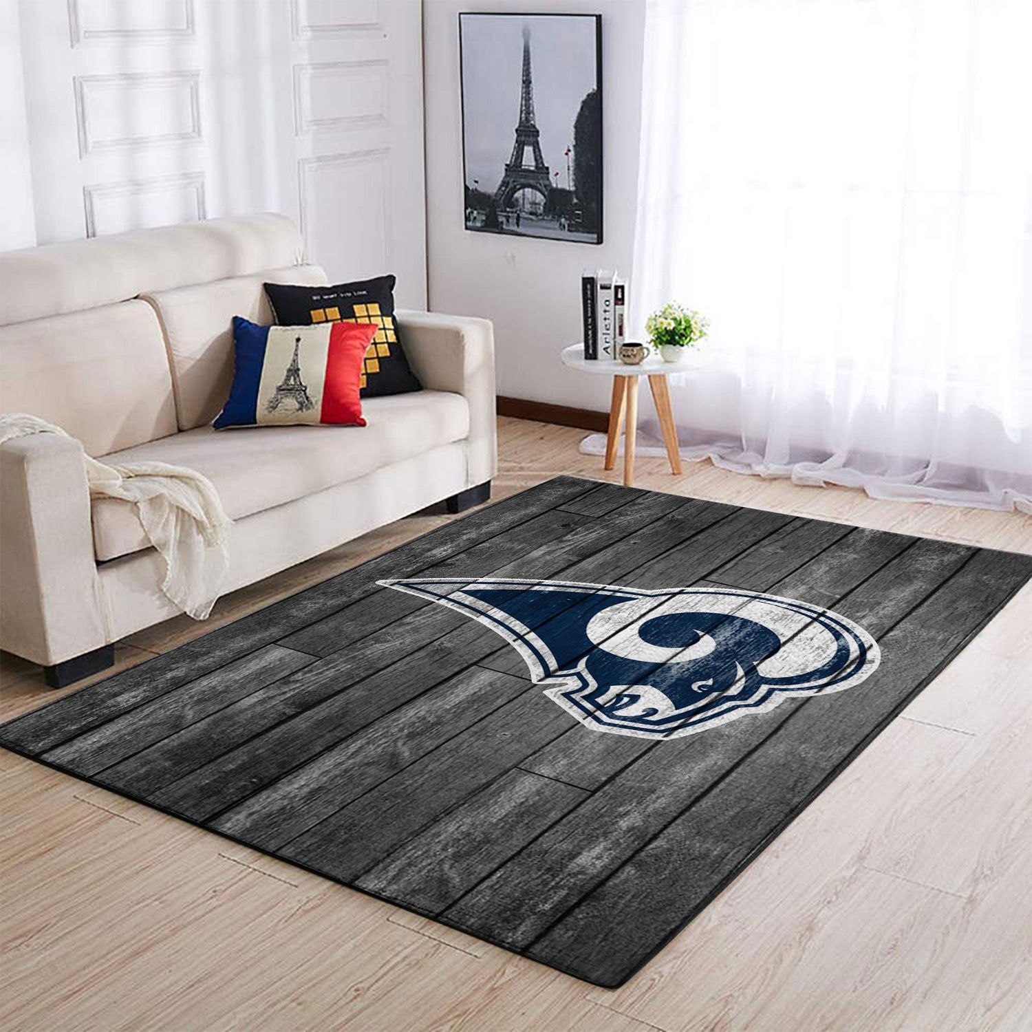 Los Angeles Rams Nfl Team Logo Grey Wooden Style Style Nice Gift Home Decor Rectangle Area Rug