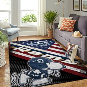 Los Angeles Rams Nfl Team Logo Snoopy Us Style Nice Gift Home Decor Rectangle Area Rug
