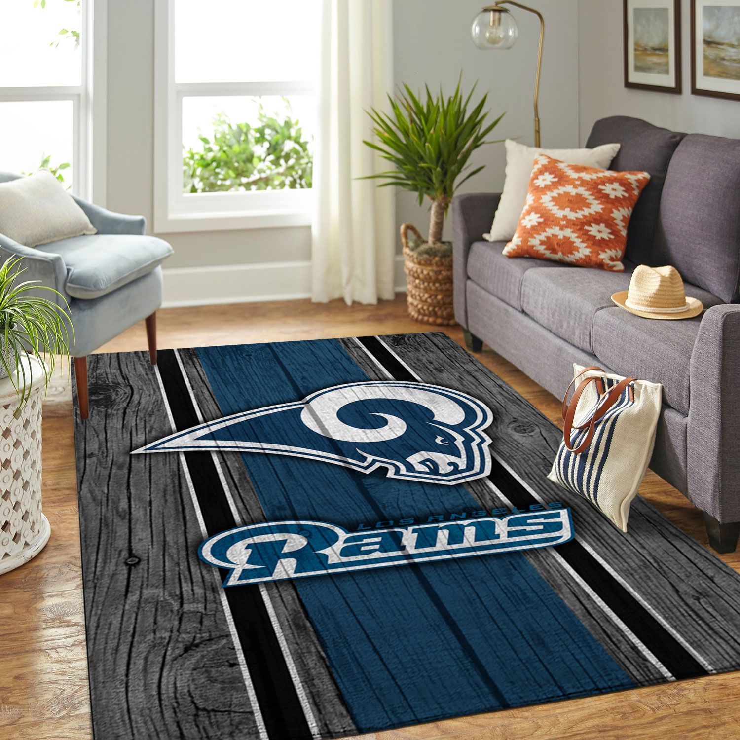Los Angeles Rams Nfl Team Logo Wooden Style Style Nice Gift Home Decor Rectangle Area Rug