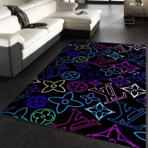 Louis Vuitton Neon Rug Fashion Brand Rug Christmas Gift US Decor
