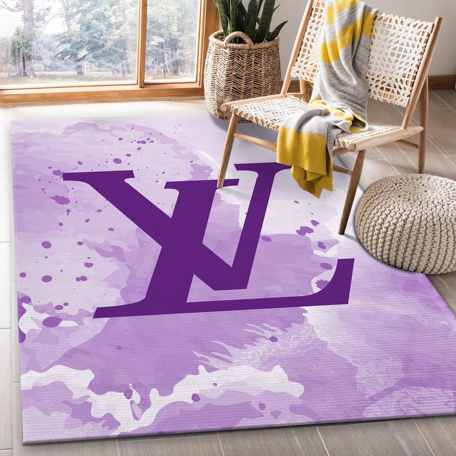 Louis Vuitton White Mix Violet Luxury Brand Carpet Rug Limited Edition