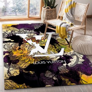 Louis Vuitton Logo Gold Living Room Area Carpet Living Room Rugs The US  Decor