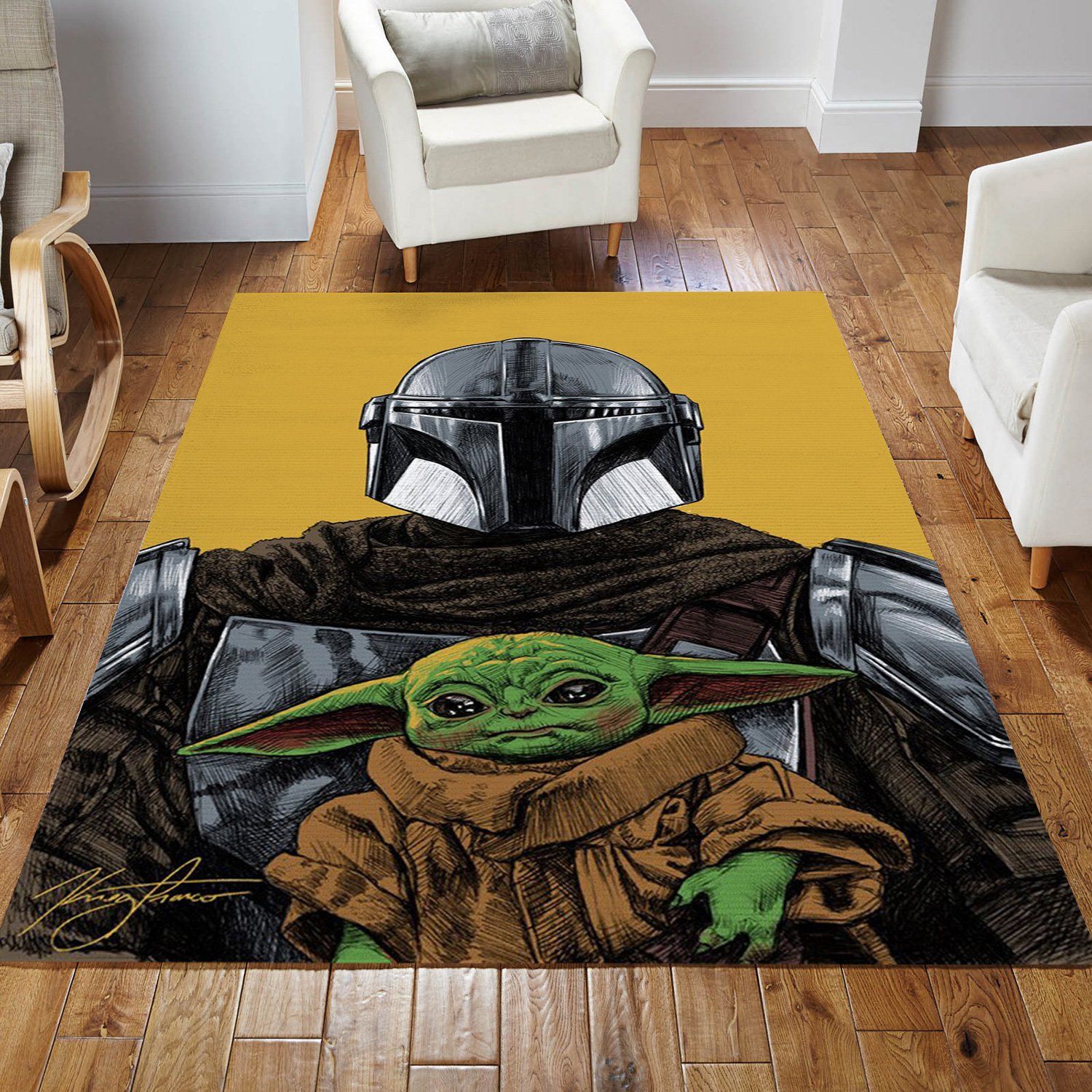 Mandalorian Baby Yoda Ver56 Area Rug Bedroom Rug Floor Decor Home Decor