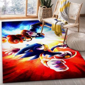 Mario Ft Sonic Ver3 Area Rug Bedroom Rug US Gift Decor
