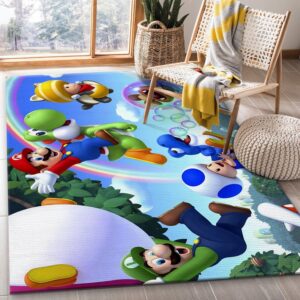 Mario Ver10 Gaming Area Rug Living Room Rug Family Gift US Decor