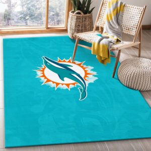 Miami Dolphins 4 NFL Area Rug For Christmas Living Room Rug Floor Decor Home Decor