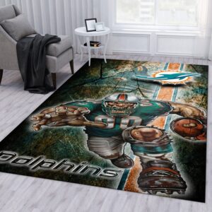 Miami Dolphins Galax NFL Christmas Gift Rug Living Room Rug Floor Decor Home Decor