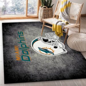 Miami Dolphins Imperial Distressed Rug NFL Area Rug For Christmas