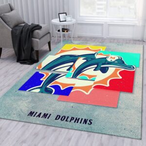 Miami Dolphins NFL Rug Bedroom Rug Family Gift US Decor