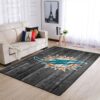 Miami Dolphins Nfl Team Logo Grey Wooden Style Style Nice Gift Home Decor Rectangle Area Rug
