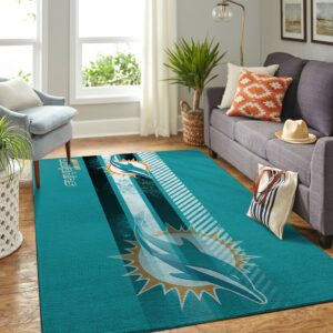 Miami Dolphins Nfl Team Logo Nice Gift Home Decor Rectangle Area Rug
