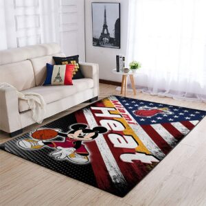 Miami Heat Nba Team Logo Mickey Us Style Nice Gift Home Decor Rectangle Area Rug