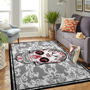 Miami Heat Nba Team Logo Skull Flower Style Nice Gift Home Decor Rectangle Area Rug