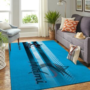 Miami Marlins Mlb Team Logo Nice Gift Home Decor Rectangle Area Rug