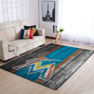 Miami Marlins Mlb Team Logo Wooden Style Style Nice Gift Home Decor Rectangle Area Rug