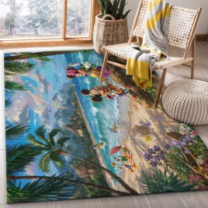 Mickey And Minnie In Hawaii Area Rug For Christmas Bedroom Rug Floor Decor Home Decor