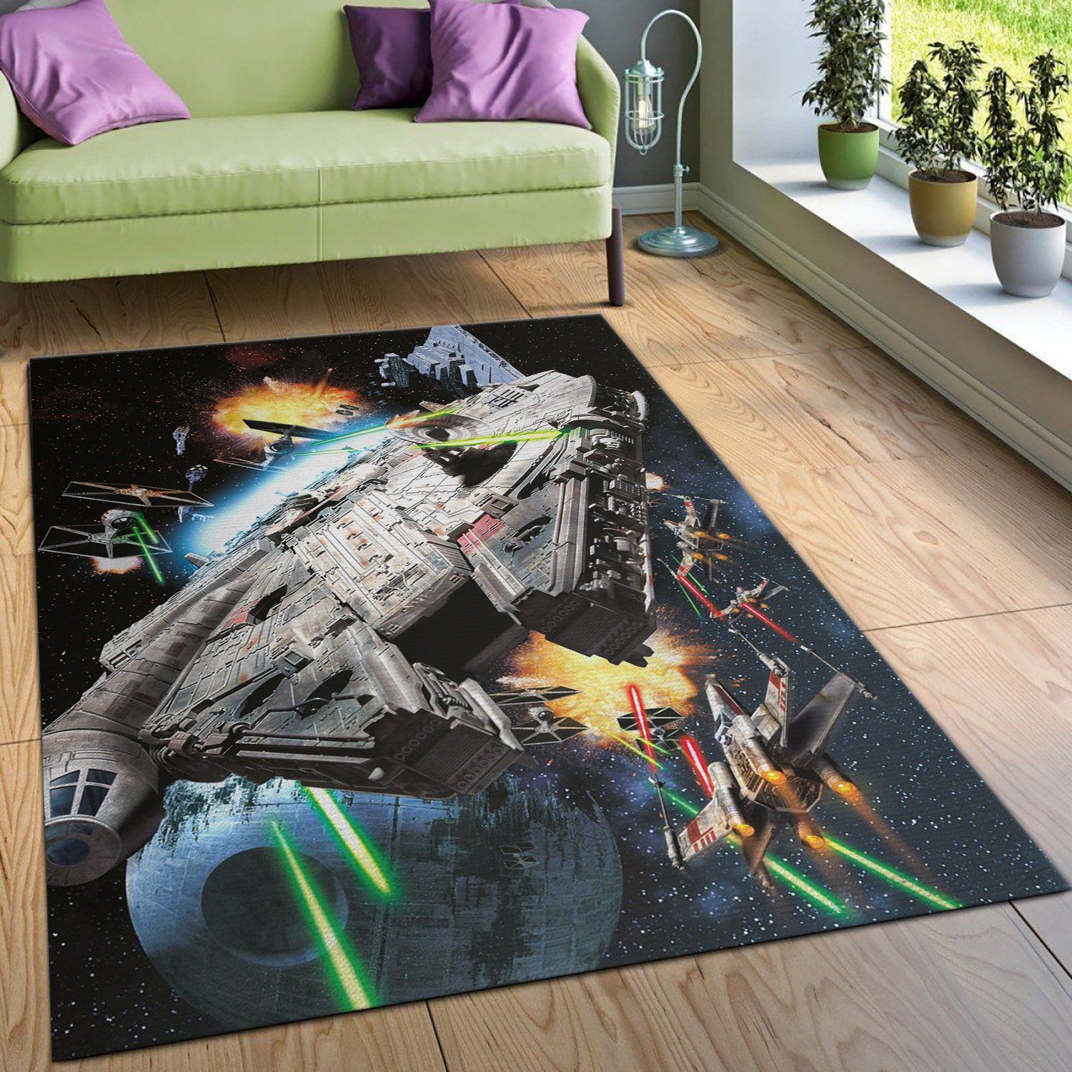 Millenium Falcon Star War Battle Zone Area Rug Carpet Living Room